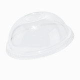 Clear 107mm dome lid with perforated straw tab for 32 oz cups