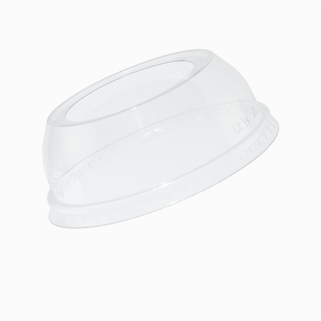 Clear dome plastic cup lid with wide hole, 98mm