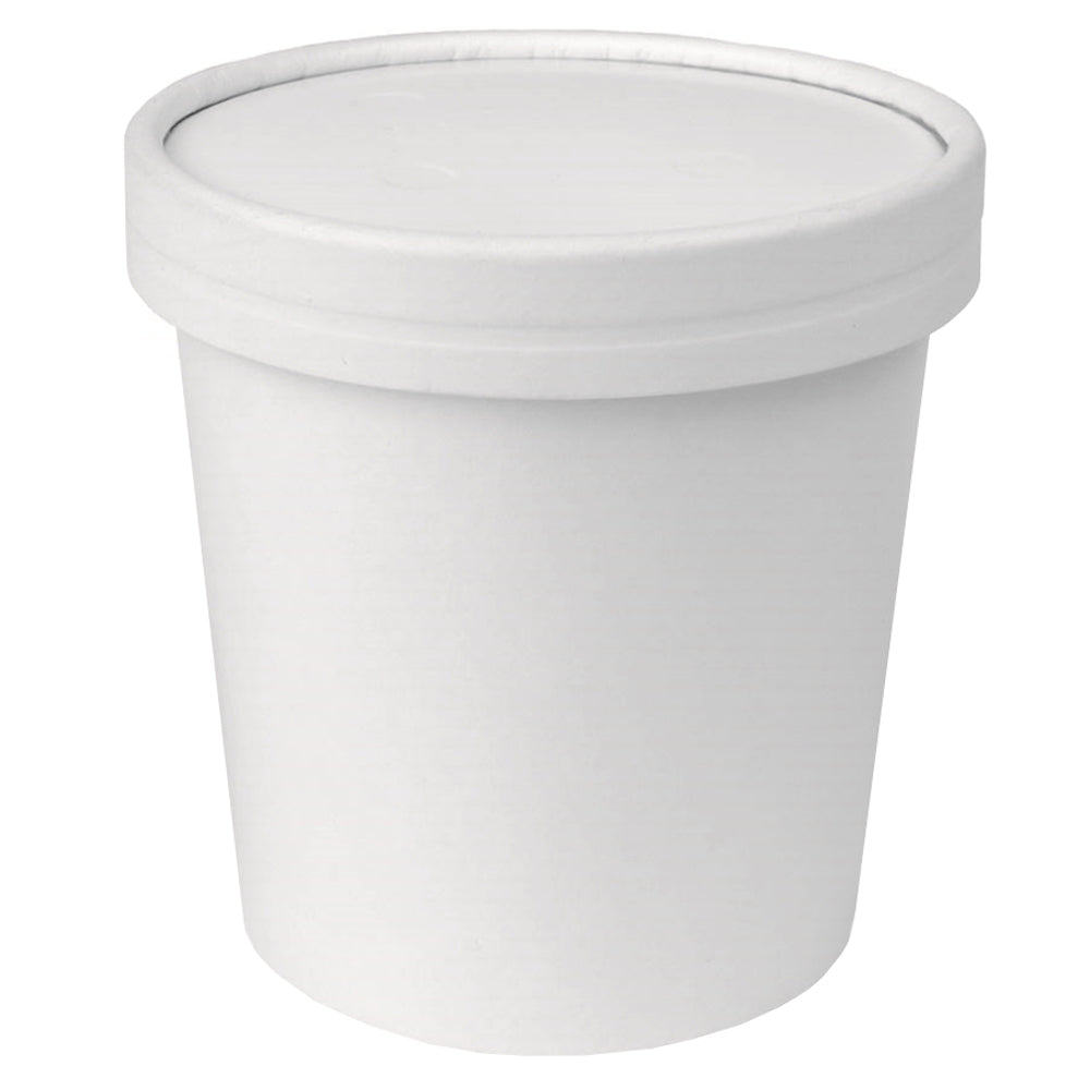 UNIQ 16 oz Pint White Premium Paper Food To Go Containers With Non-Vented Lids - 250/Case
