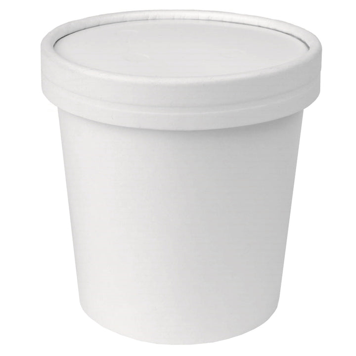 UNIQ 16 oz Pint White Premium Paper Food To Go Containers With Non-Vented Lids - 250/Case