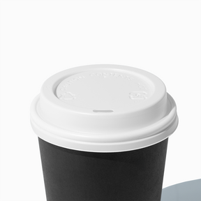 White 90mm flat coffee cup lid for 12 to 20 oz cups