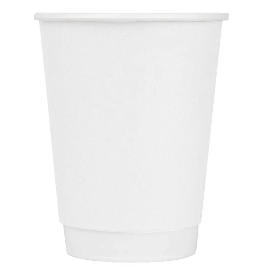 Hot Paper Cup White Supply - 12 Oz Cups / Lids Fit 12-24 Oz - For Coffee, Soda, Drinks