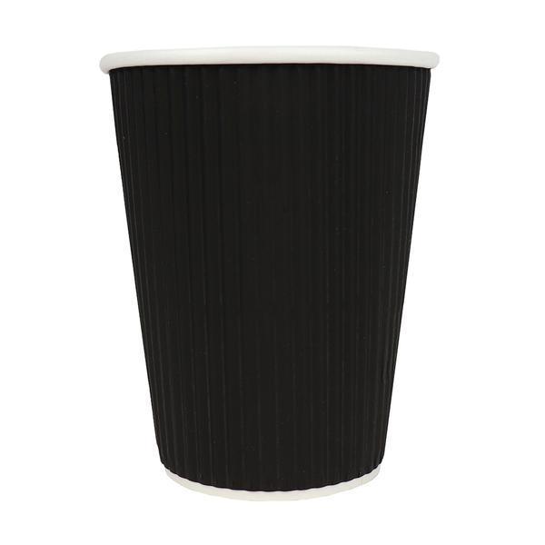 UNIQIFY® 12 oz Black Ripple Double Wall Paper Hot Cups - Hot Cup Factory HCF100146
