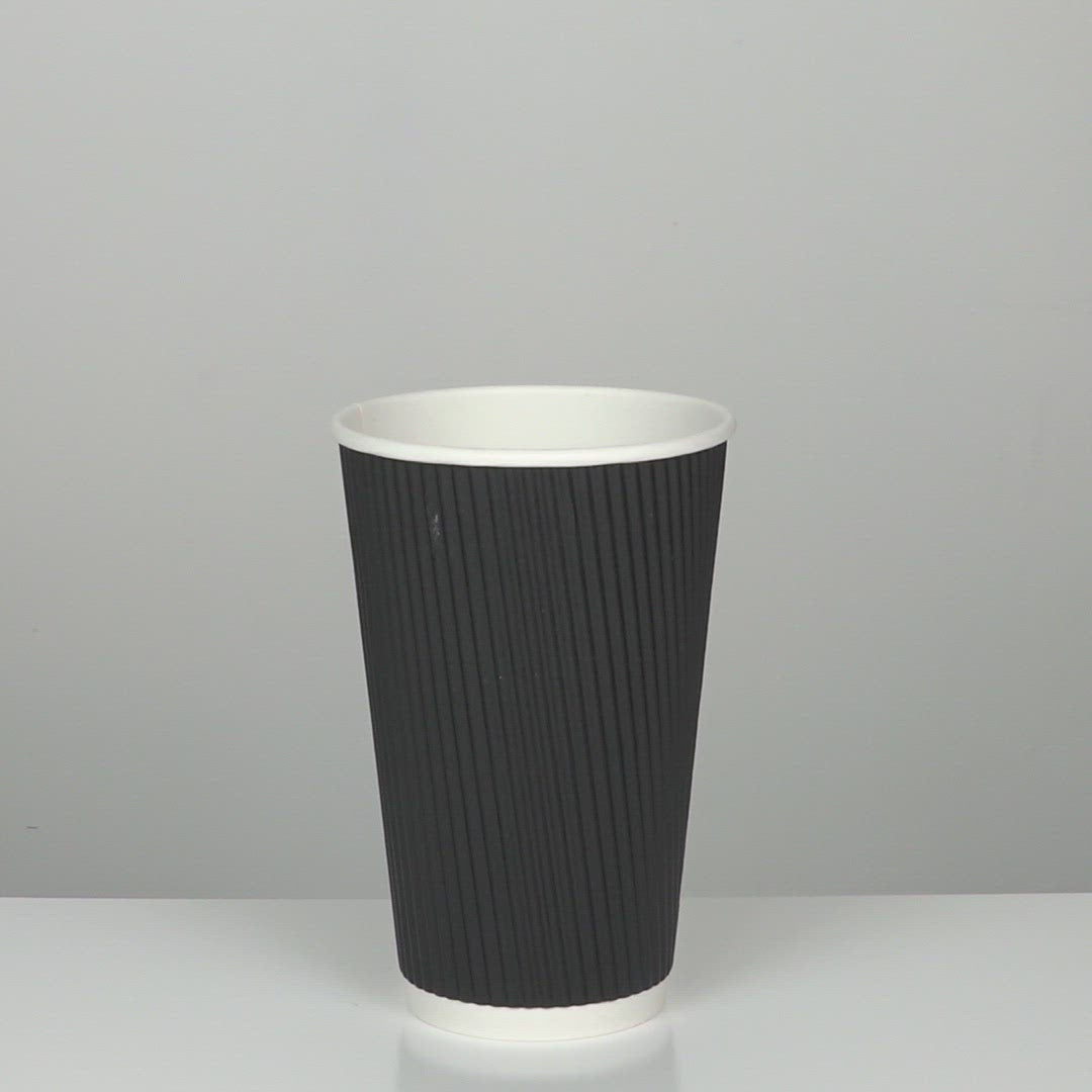 UNIQIFY® 12 oz Black Ripple Double Wall Paper Hot Cups