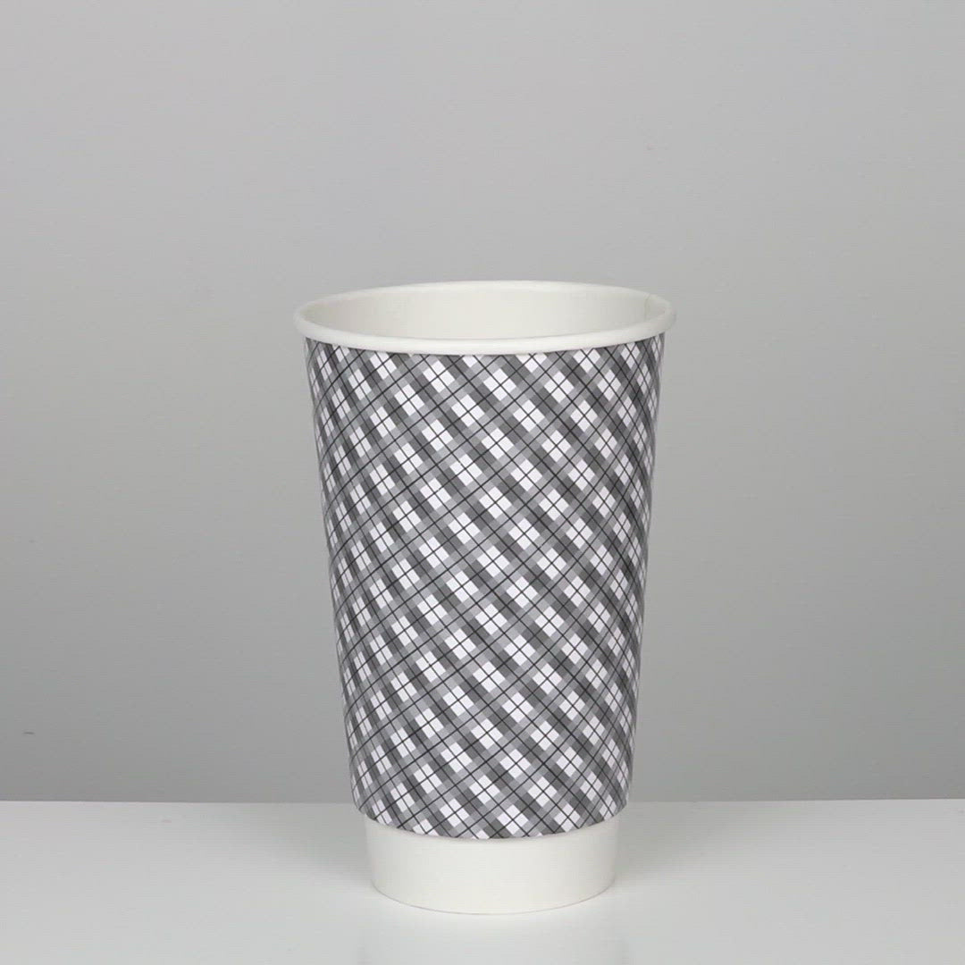 UNIQIFY® 20 oz Plaid Double Wall Hot Cups